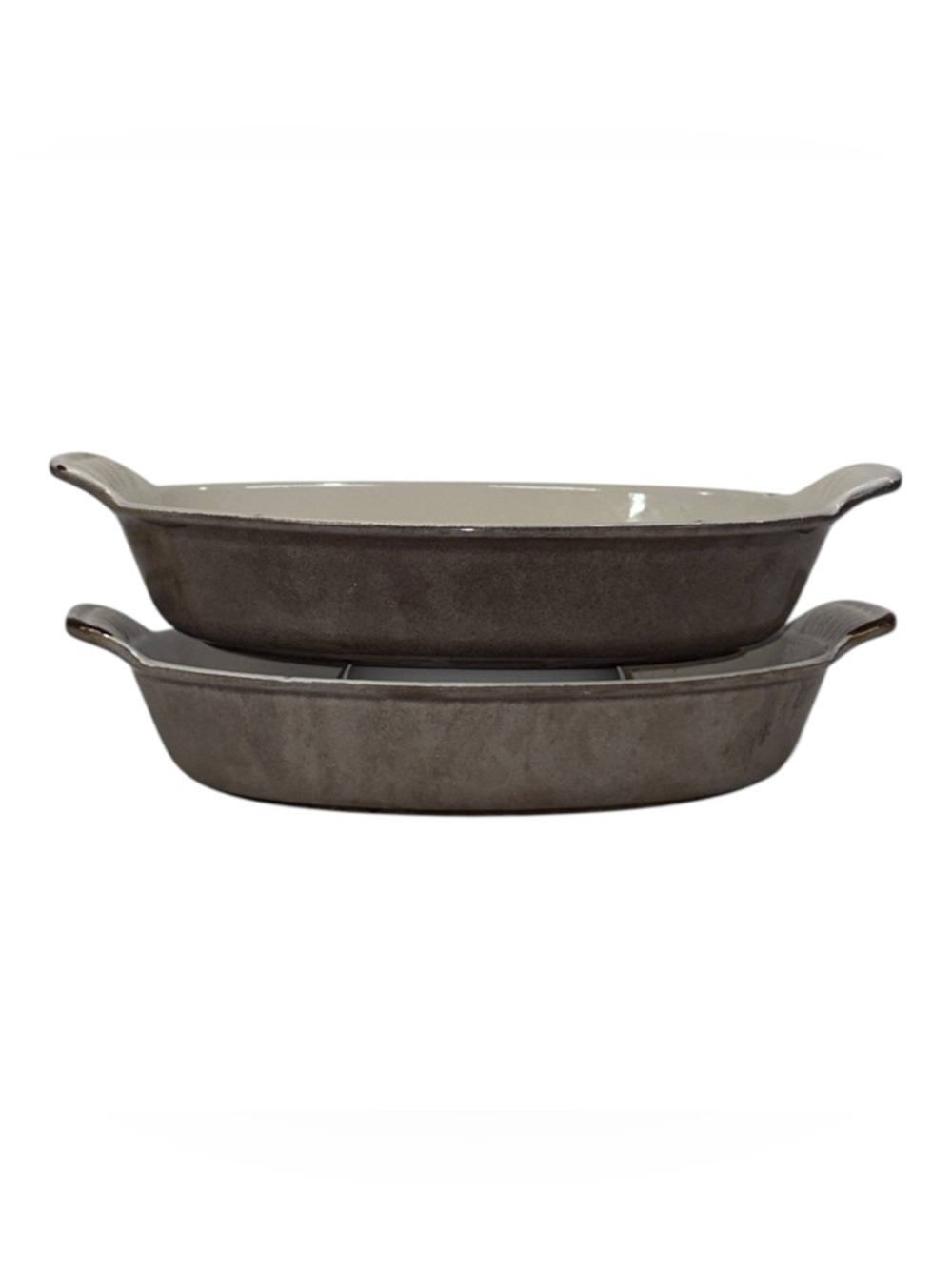 2 Vintage LE CREUSET 20 Cast Iron Enameled Au Gratin Baking Dish Brown France